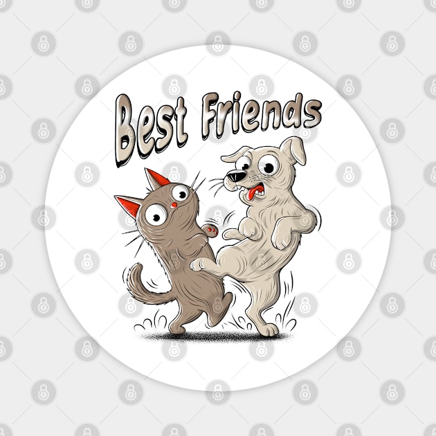 Cat and Dog Best Friends Magnet by ilhnklv